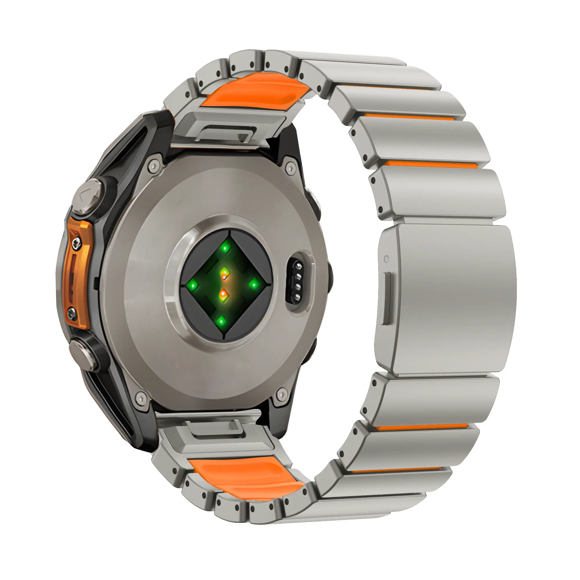 Bandz Correa titanio 'Hybrid' Garmin Quatix 3/6x/7x (titanio/naranja)