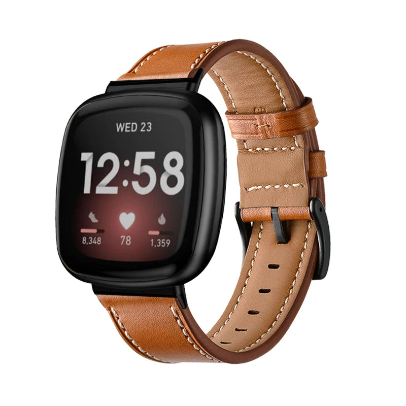 Fitbit Sense Modern Leather Strap (Brown)