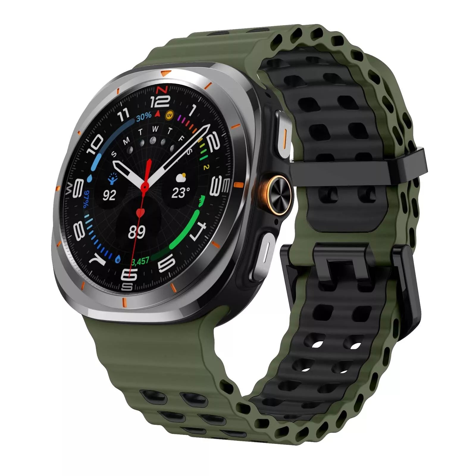 Samsung Galaxy Watch Ultra Wave Silicone Strap (Green/Black)