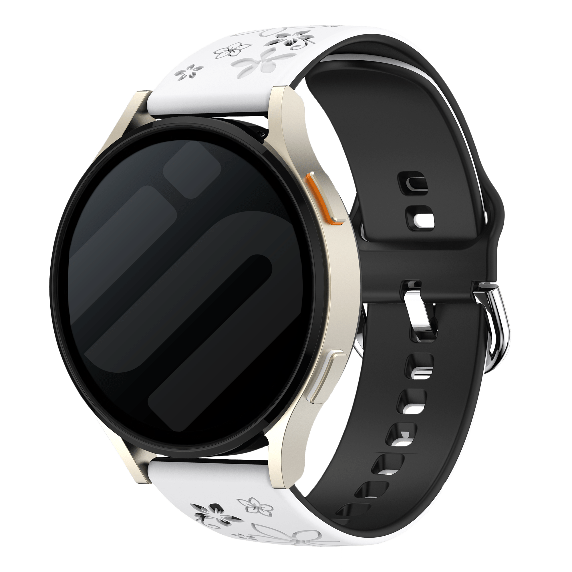 Correa silicona 'Flores' Amazfit GTS 3 (blanco/negro)