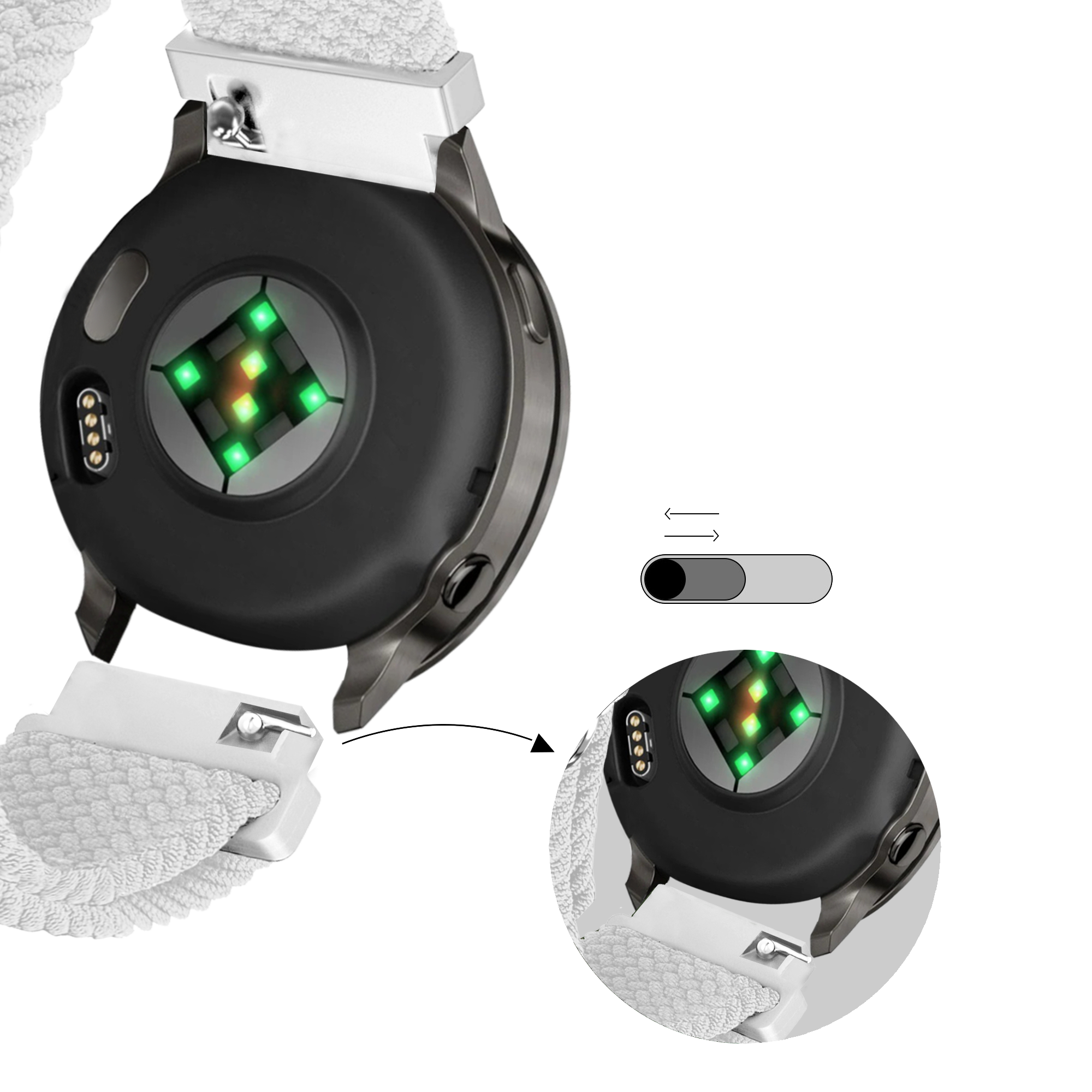 Bandz Correa trenzada ajustable Garmin Forerunner 255s (blanco)