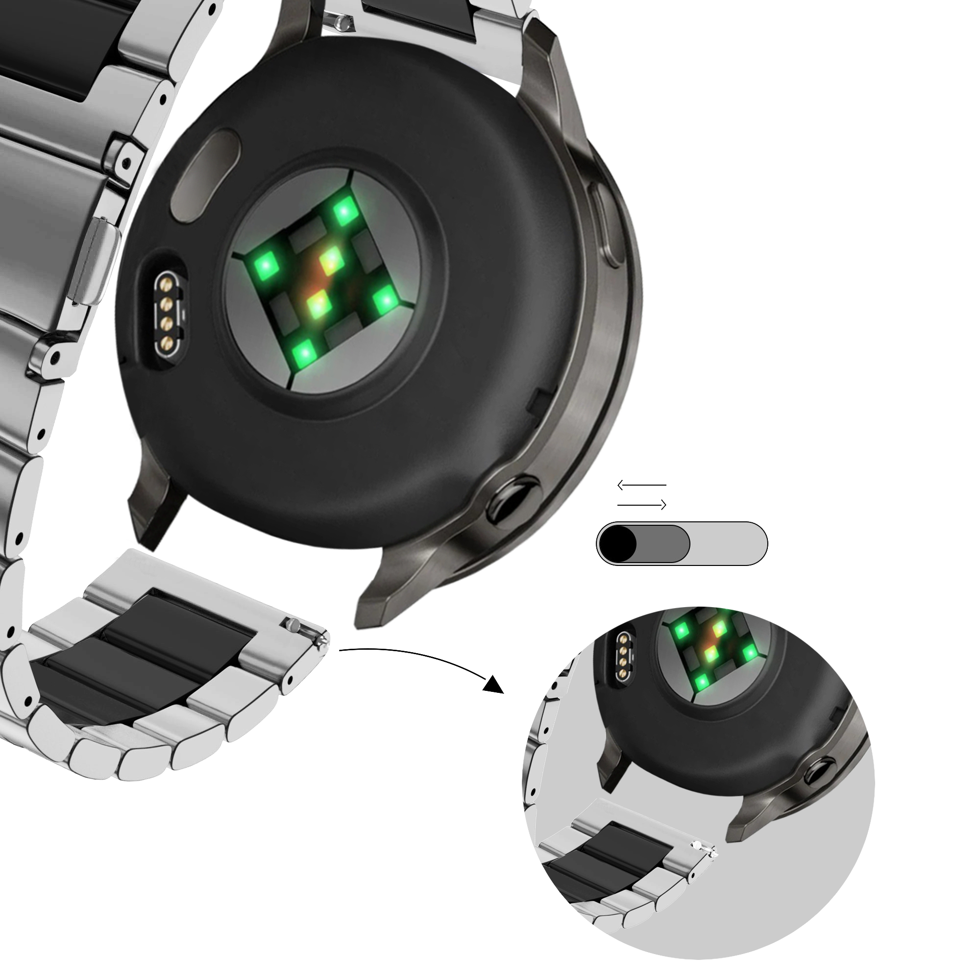 Bandz Correa acero 'Classic' Garmin D2 Air X15 (plateado/negro)