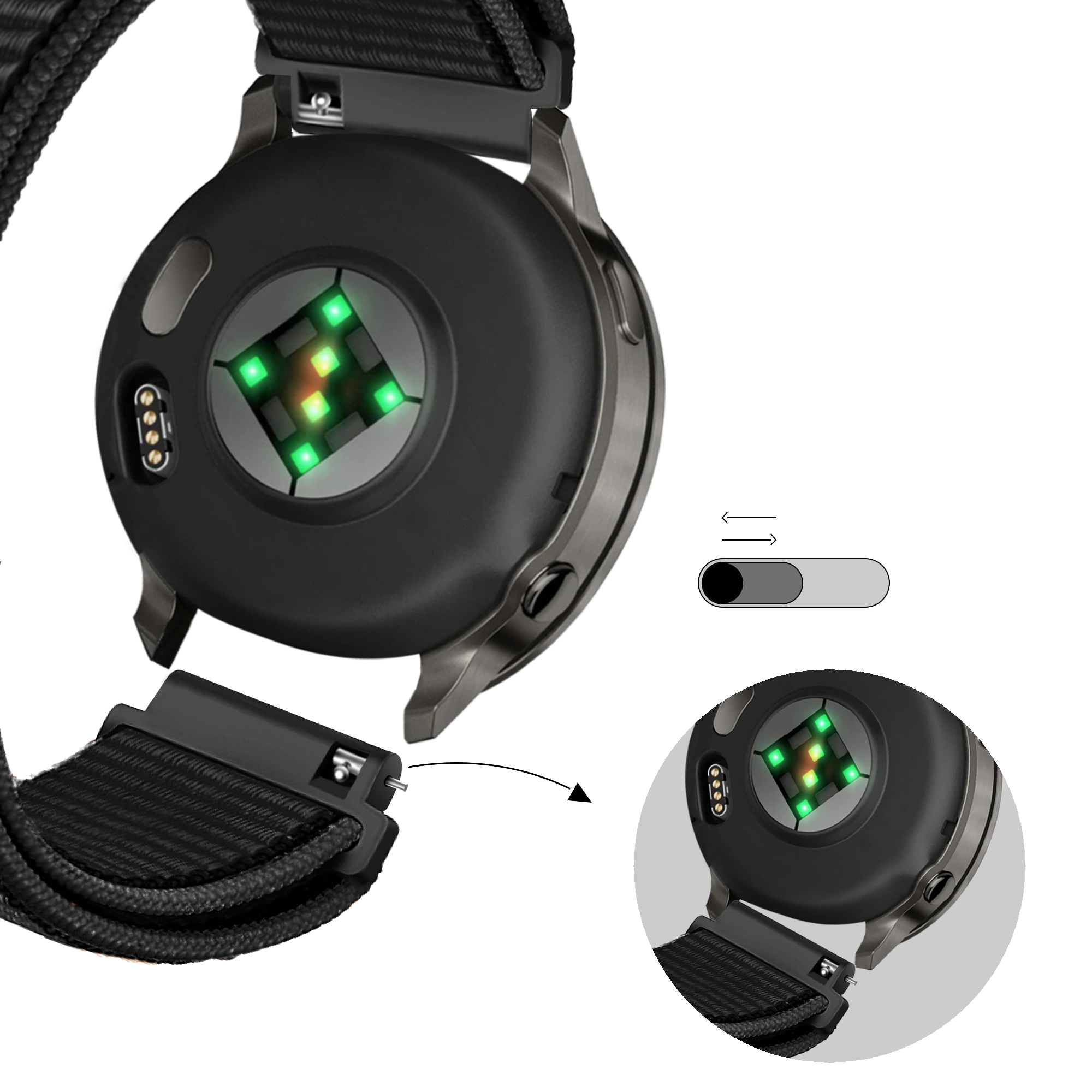 Bandz Correa nylon Loop Garmin Vivoactive 4s (negro)