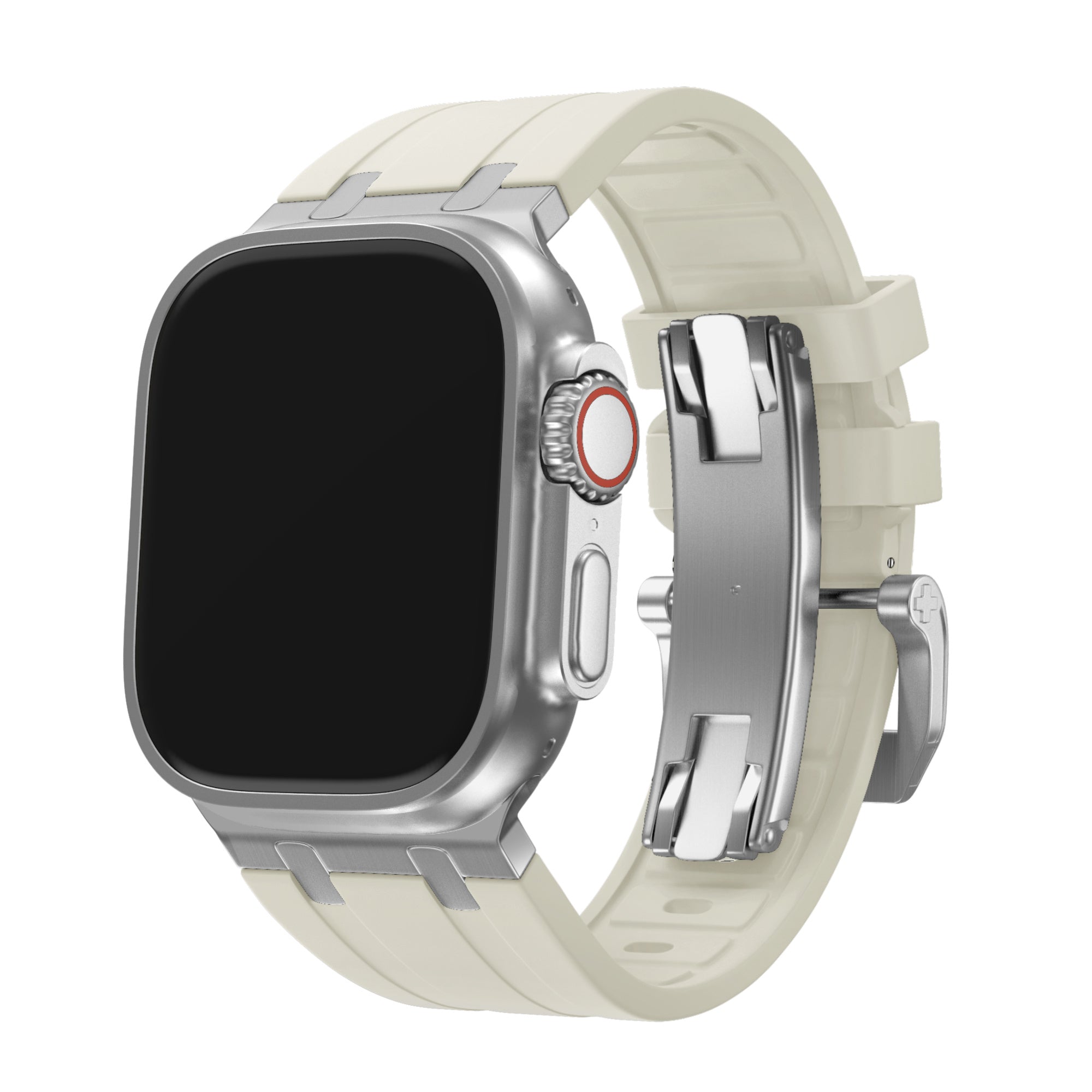 BALR. Apple Watch Ultra Liquid Silicone Strap (Beige/Silver)