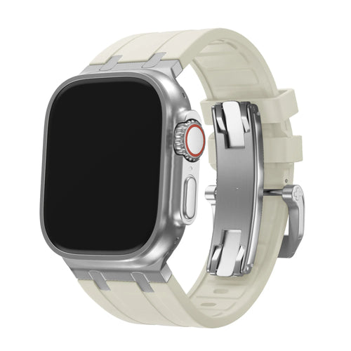 BALR. Correa de silicona Apple Watch Ultra Liquid (beige/plata)