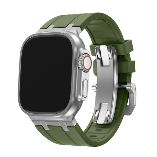 BALR. Correa de silicona Apple Watch Ultra Liquid (verde/plata)