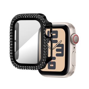 Bandz Funda diamante con vidrio Apple Watch 10/11 - 42mm (negro)