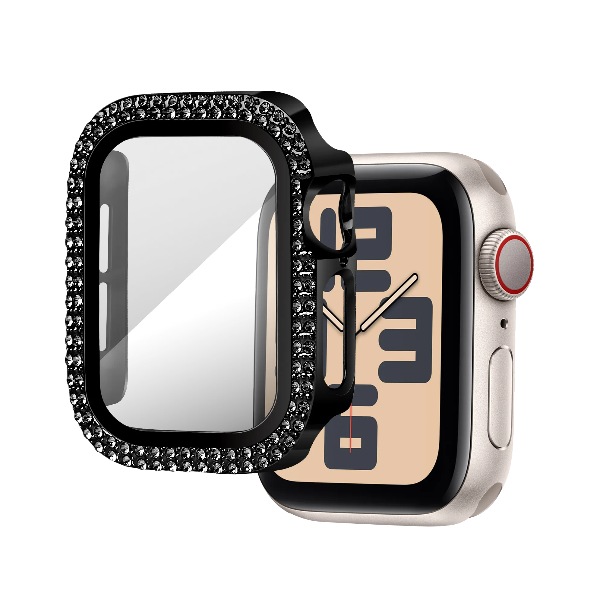 Bandz Funda diamante con vidrio Apple Watch 10/11 - 42mm (negro)