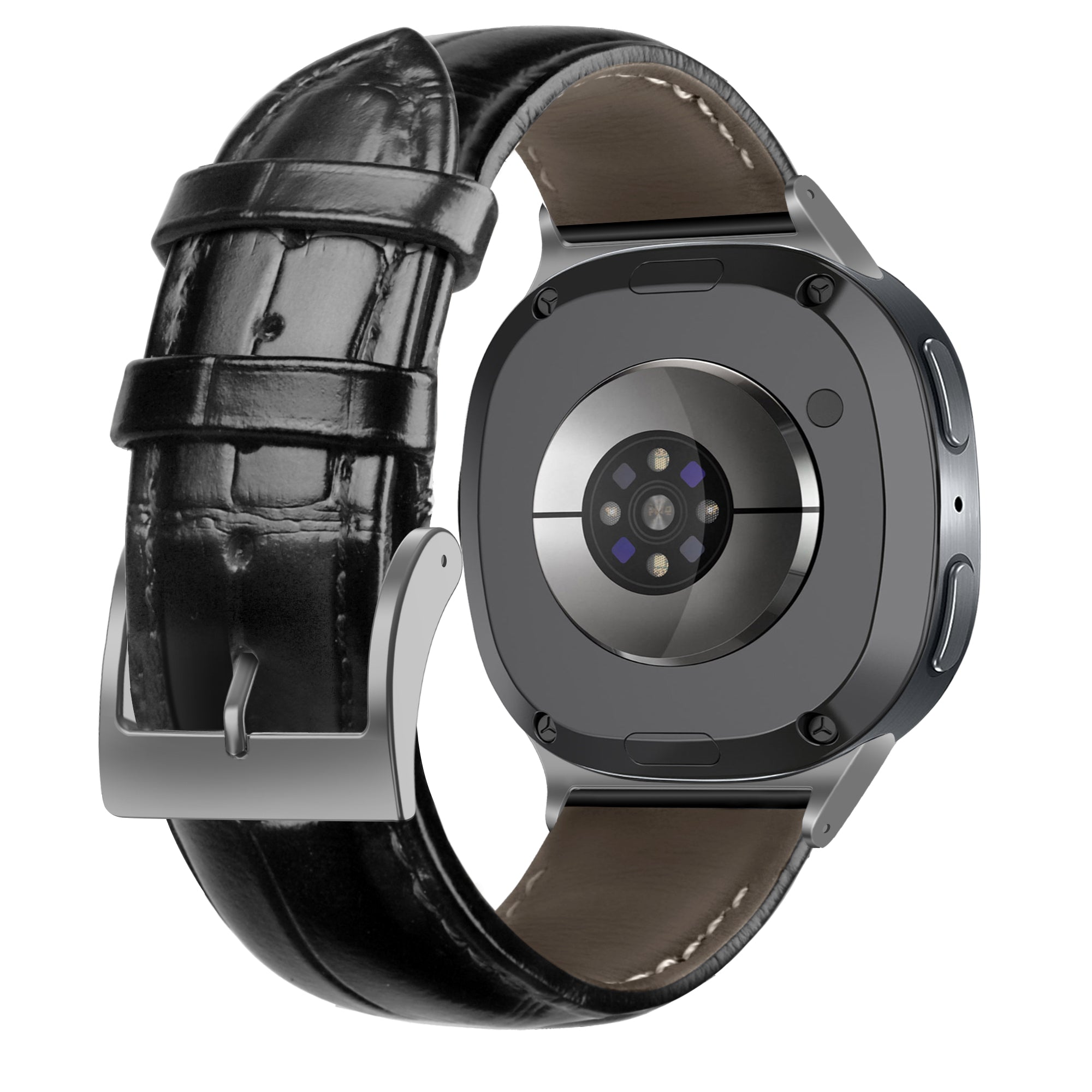 Samsung Galaxy Watch 8 - 44mm Leather Crocodile Strap (Black)