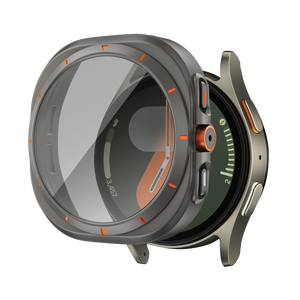 Bandz Funda de PC cuadrada con vidrio Samsung Galaxy Watch 7 - 44 mm (gris titanio)