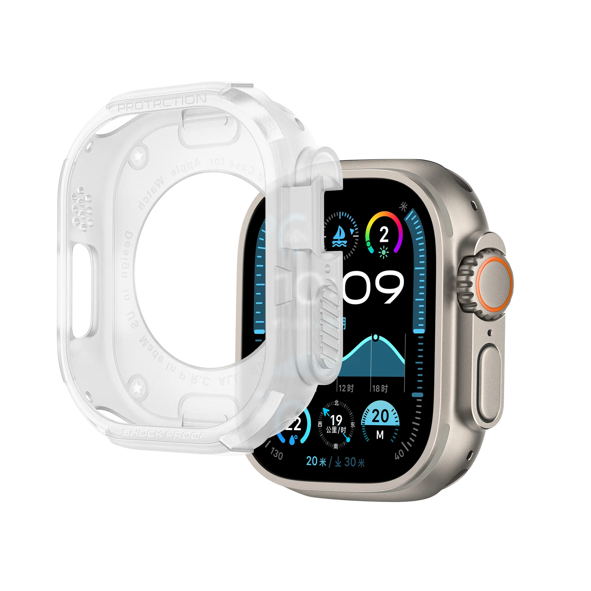Bandz Funda TPU robusta Apple Watch Ultra - 49mm (transparente)