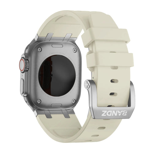 Bandz Correa silicona 'Luxe Liquid' Apple Watch (beige/plateado)
