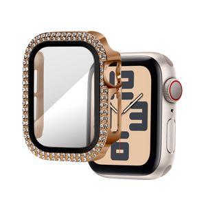 Bandz Funda diamante con vidrio Apple Watch 10/11 - 42mm (rosa dorado)