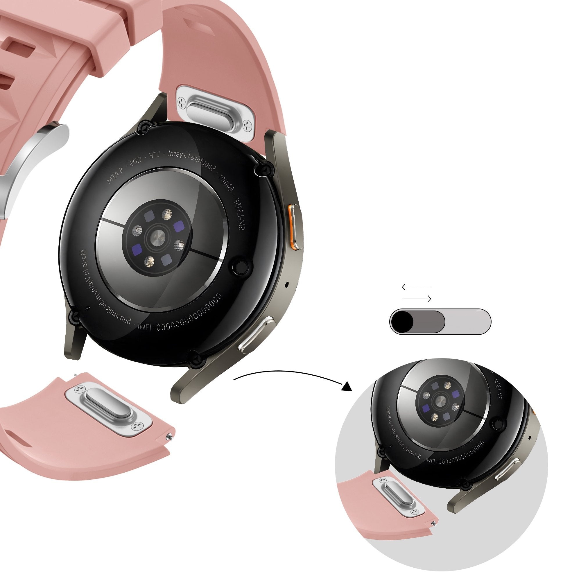 Bandz Correa silicona 'Easy Fit' Whitings ScanWatch Light (rosa)