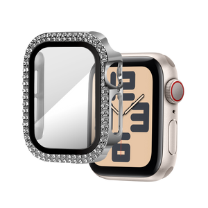 Bandz Funda diamante con vidrio Apple Watch 10/11 - 42mm (plateado)