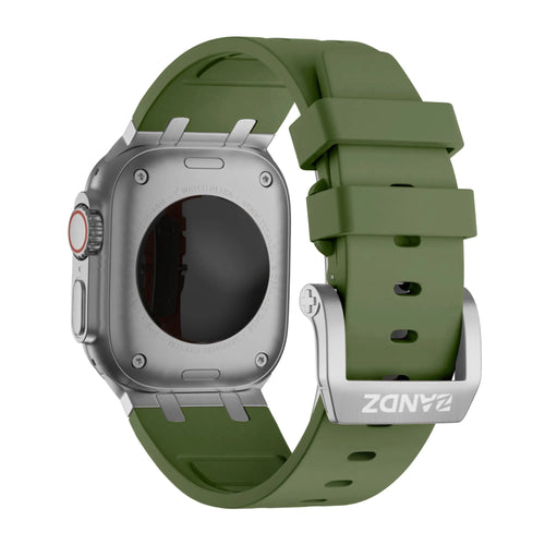 Bandz Correa silicona 'Luxe Liquid' Apple Watch (verde/plateado)