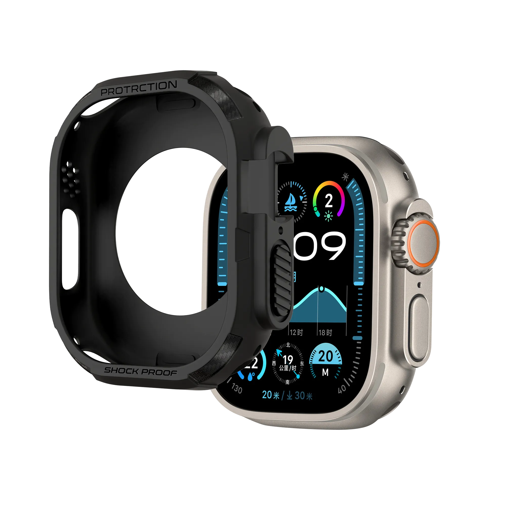 Bandz Funda TPU robusta Apple Watch Ultra - 49mm (negro)