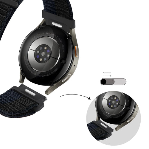 Bandz Amazfit Bip U (Pro) Nylon Strap 'Easy Fit' (Black/Blue)