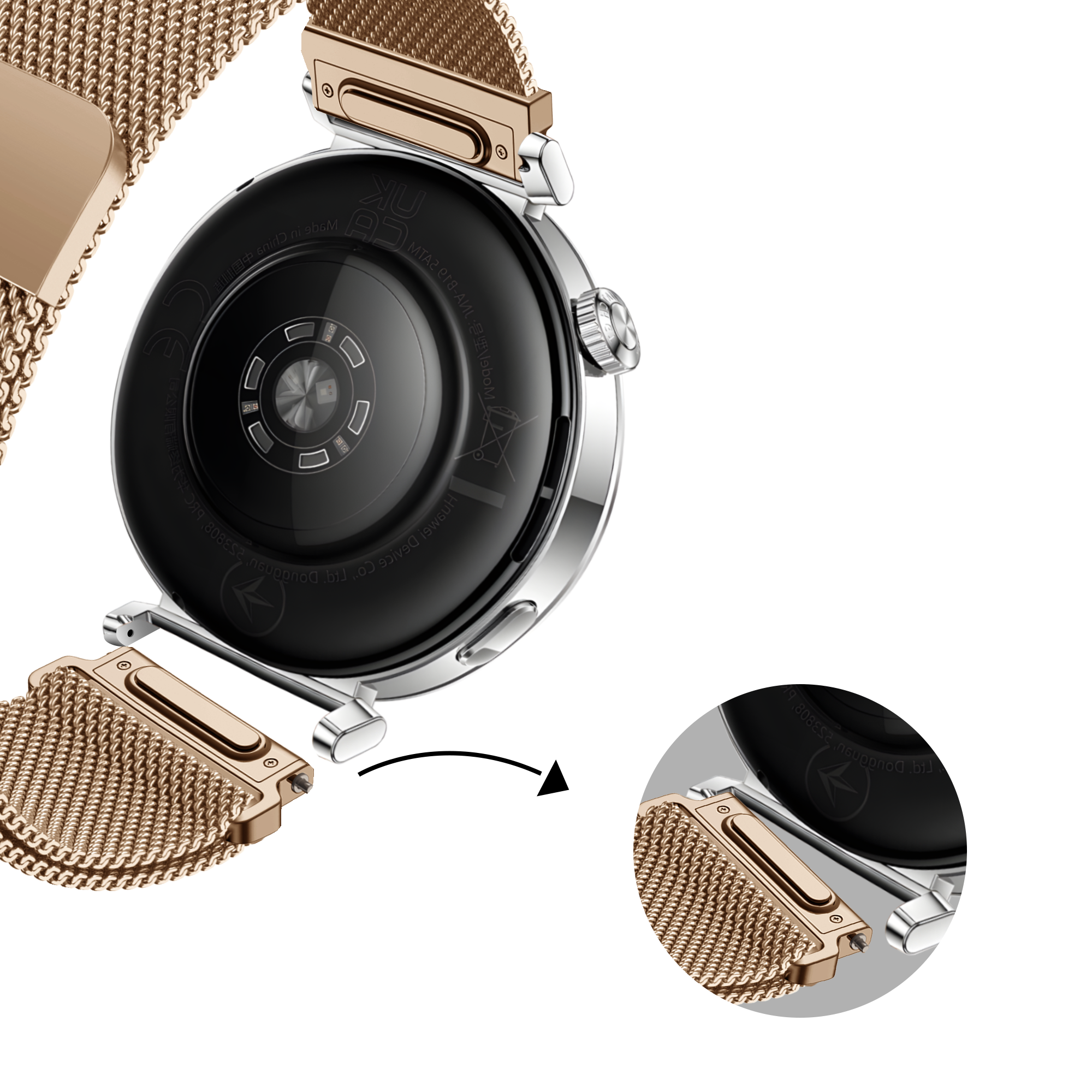 Bandz Huawei Watch GT 5 Pro - 42mm Milanese Strap 'Easy fit' (Rose Gold)