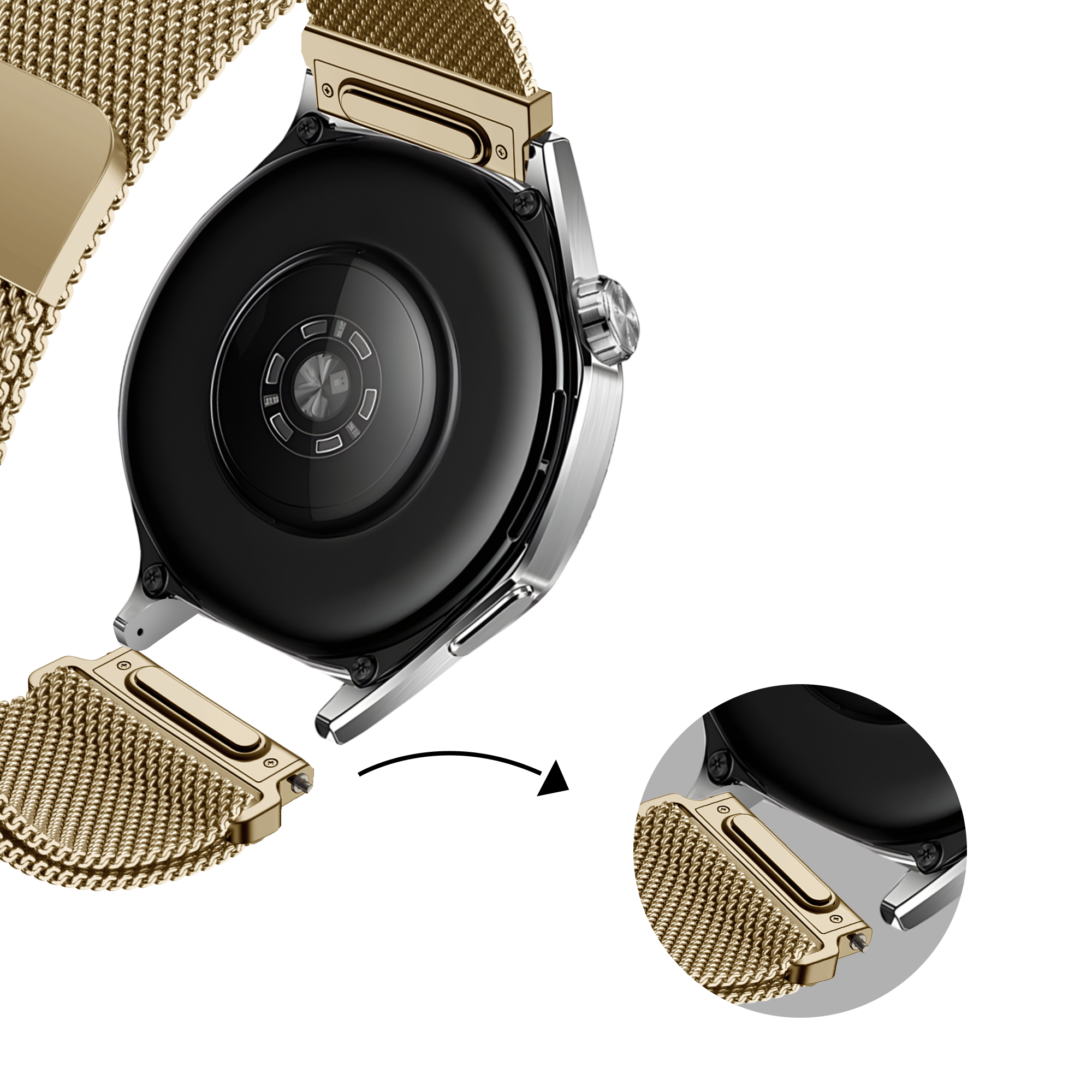 Bandz Correa milanesa 'Easy fit' Huawei Watch GT 2 42mm (dorado)