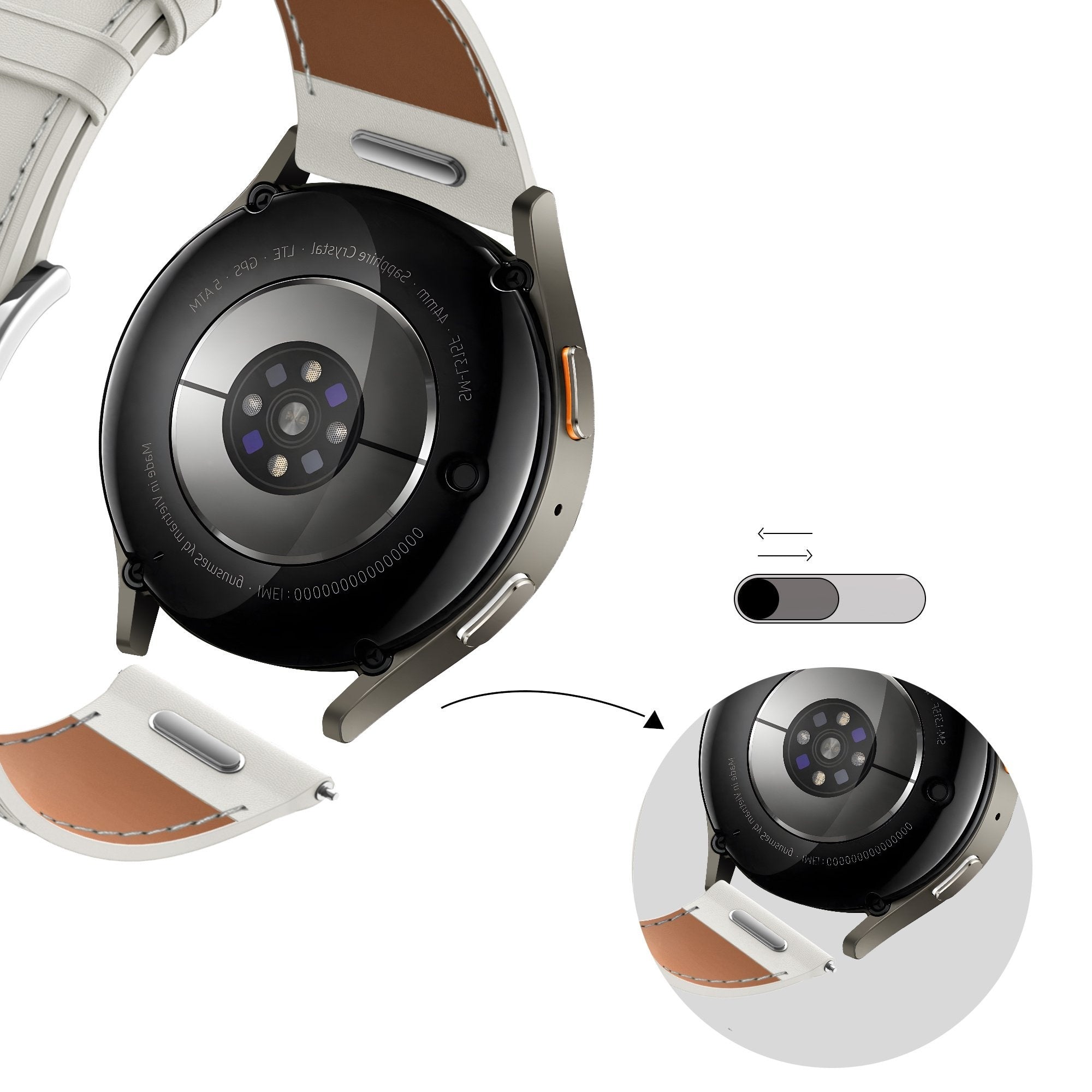 Bandz Correa cuero 'Easy Fit' Huawei Watch GT 4 - 41mm (blanco)