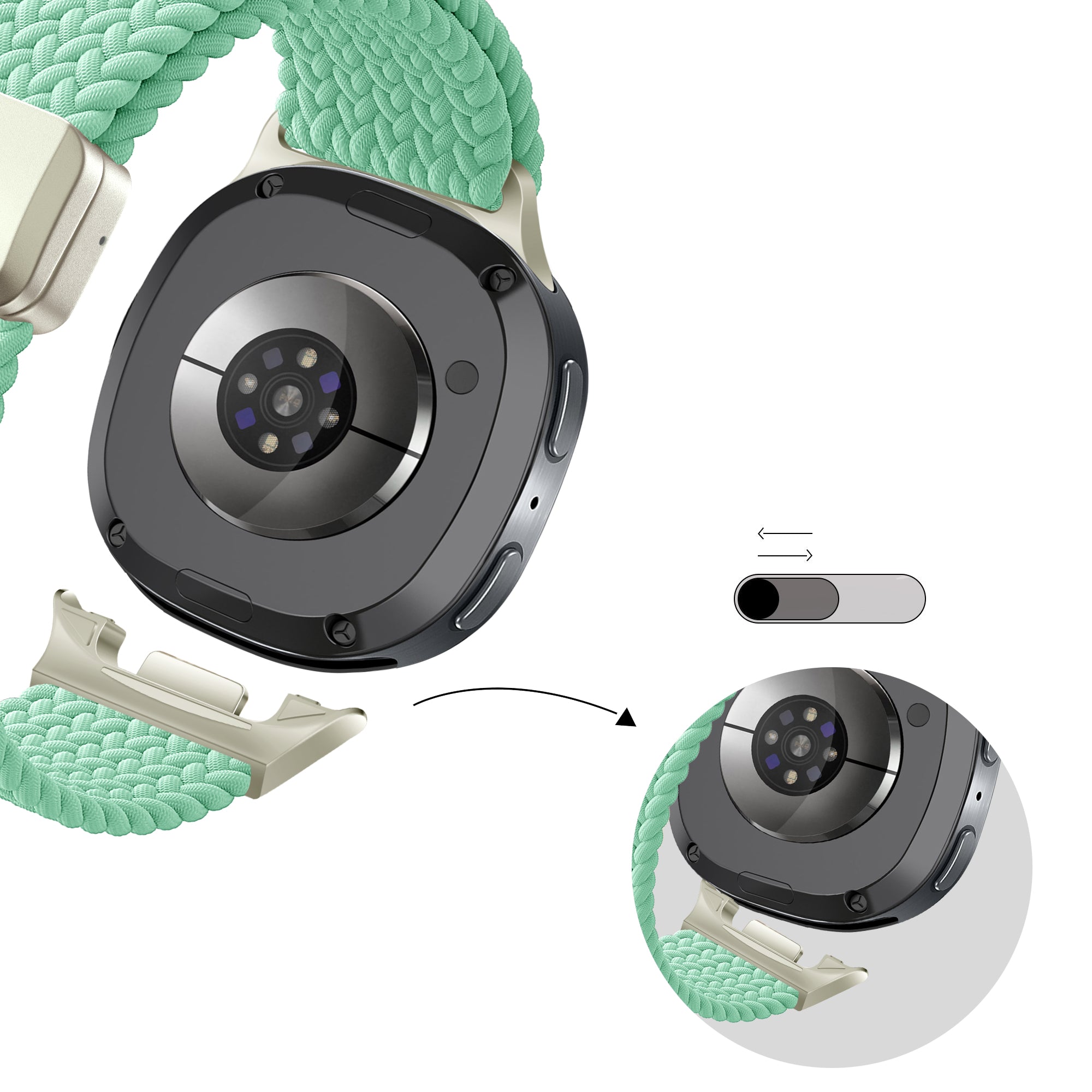 Bandz Correa trenzada magnética Samsung Galaxy Watch 8 - 44mm (verde menta)