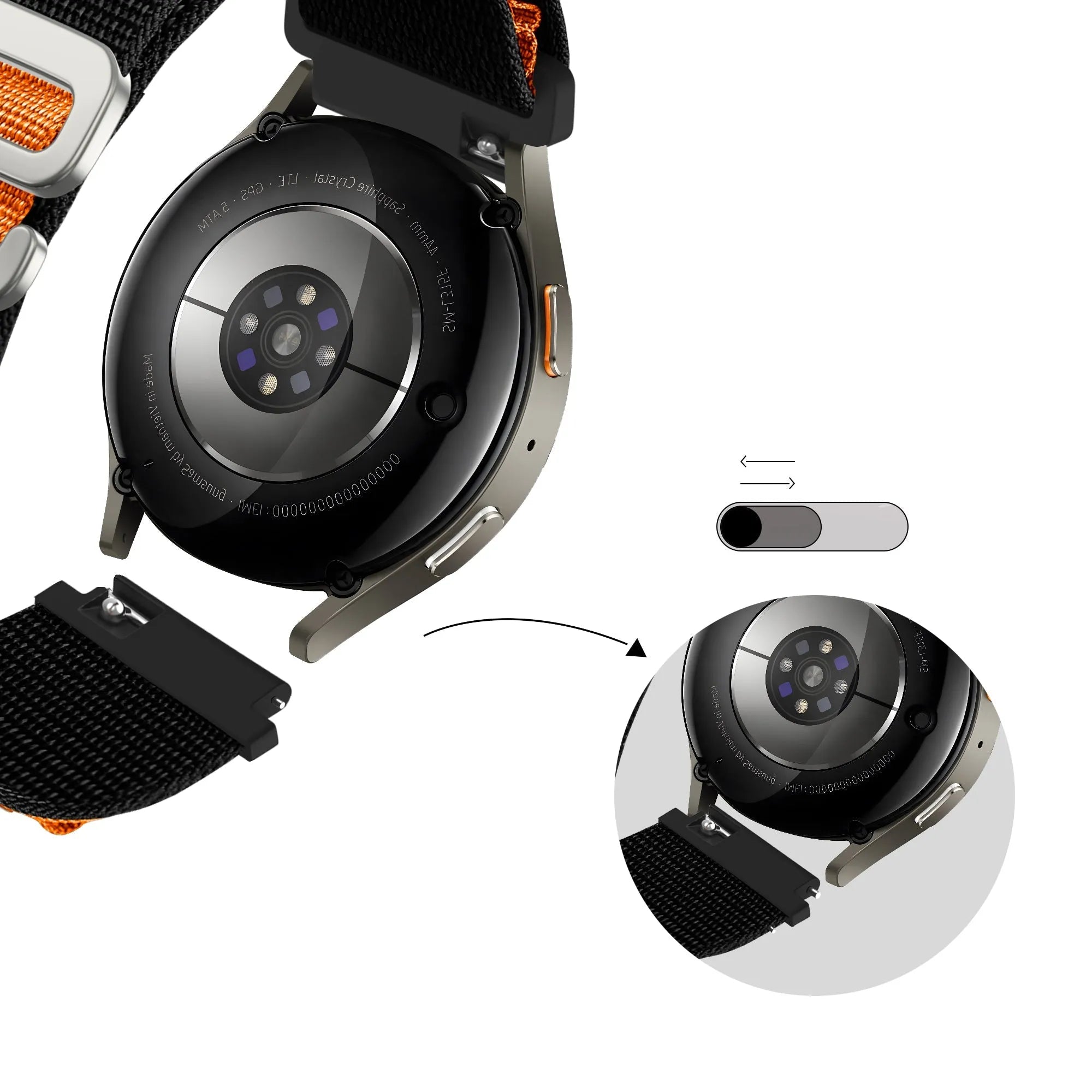 Bandz Polar Pacer Alpine Nylon Strap (Black/Orange)