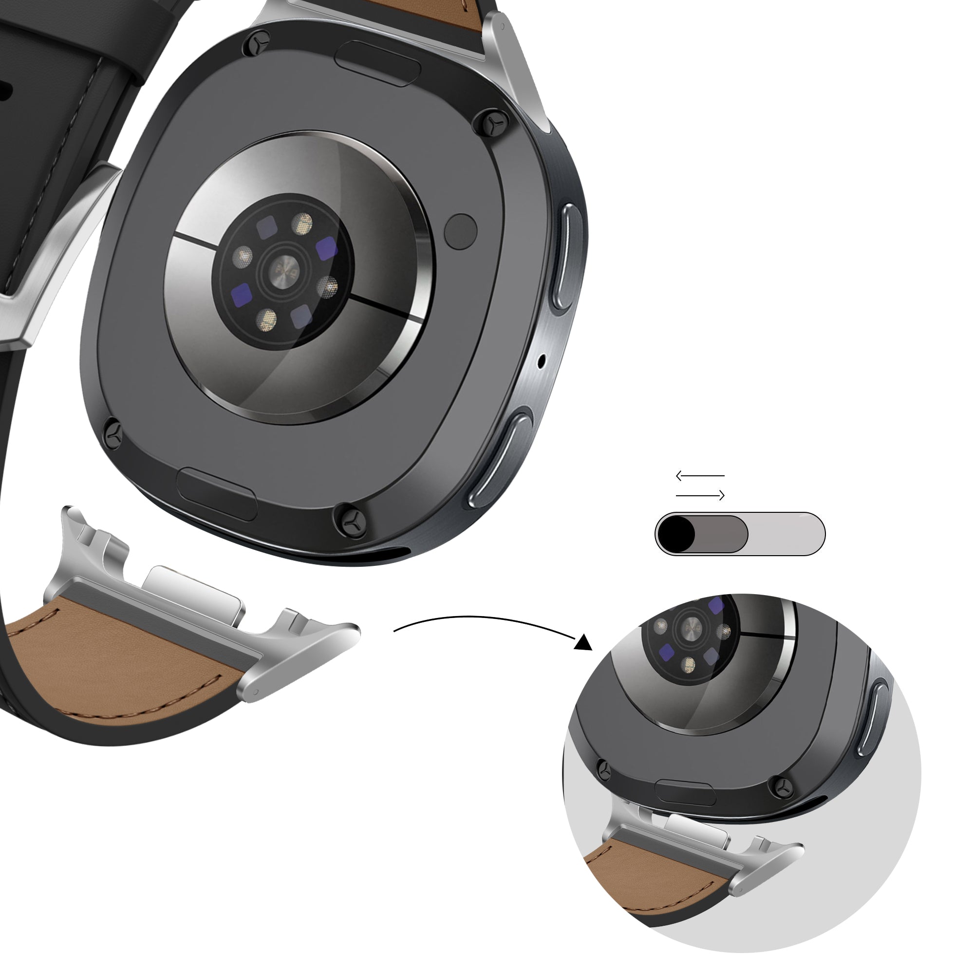 Bandz Correa cuero 'Classic' Samsung Galaxy Watch 8 - 44mm (negro)