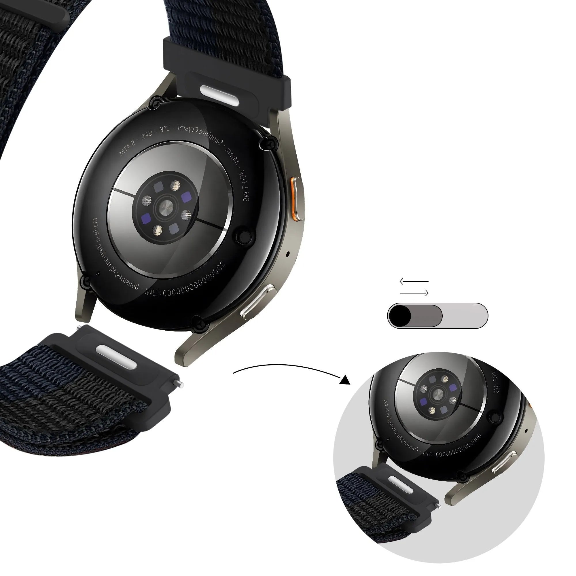 Bandz Correa nylon 'Easy Fit' Oppo Watch X2 (negro/azul)