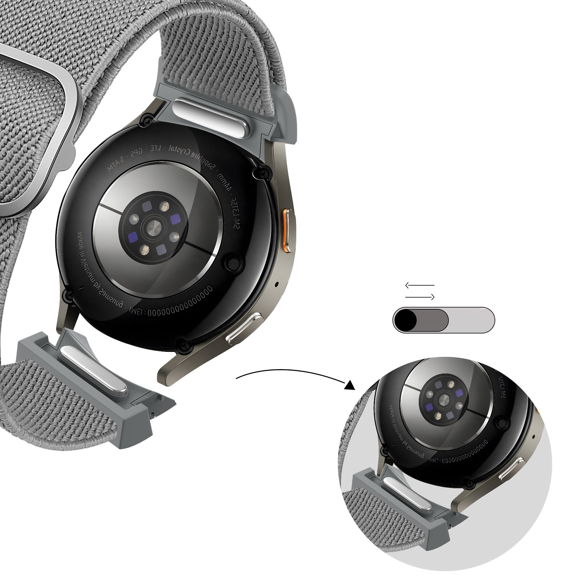 Bandz Samsung Galaxy Watch 4 44mm Elastic Strap 'Easy Fit' (Grey)