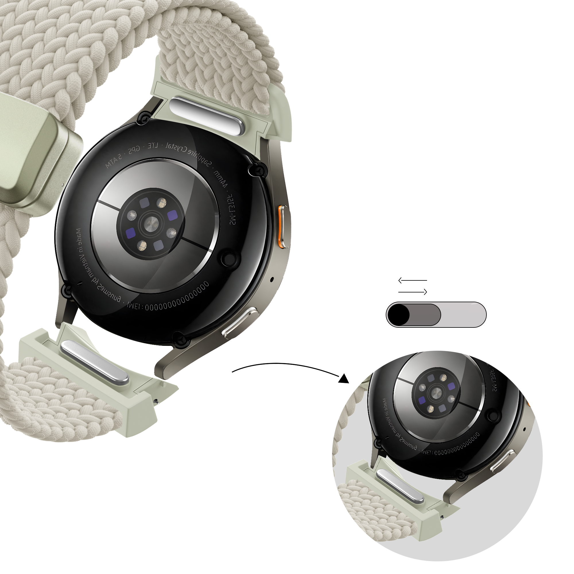 Bandz Correa tejida 'Easy Fit' Samsung Galaxy Watch 5 Pro (blanco estrella)