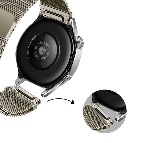 Bandz Huawei Watch 3 (Pro) 'One Push' Milanese Strap (Titanium)