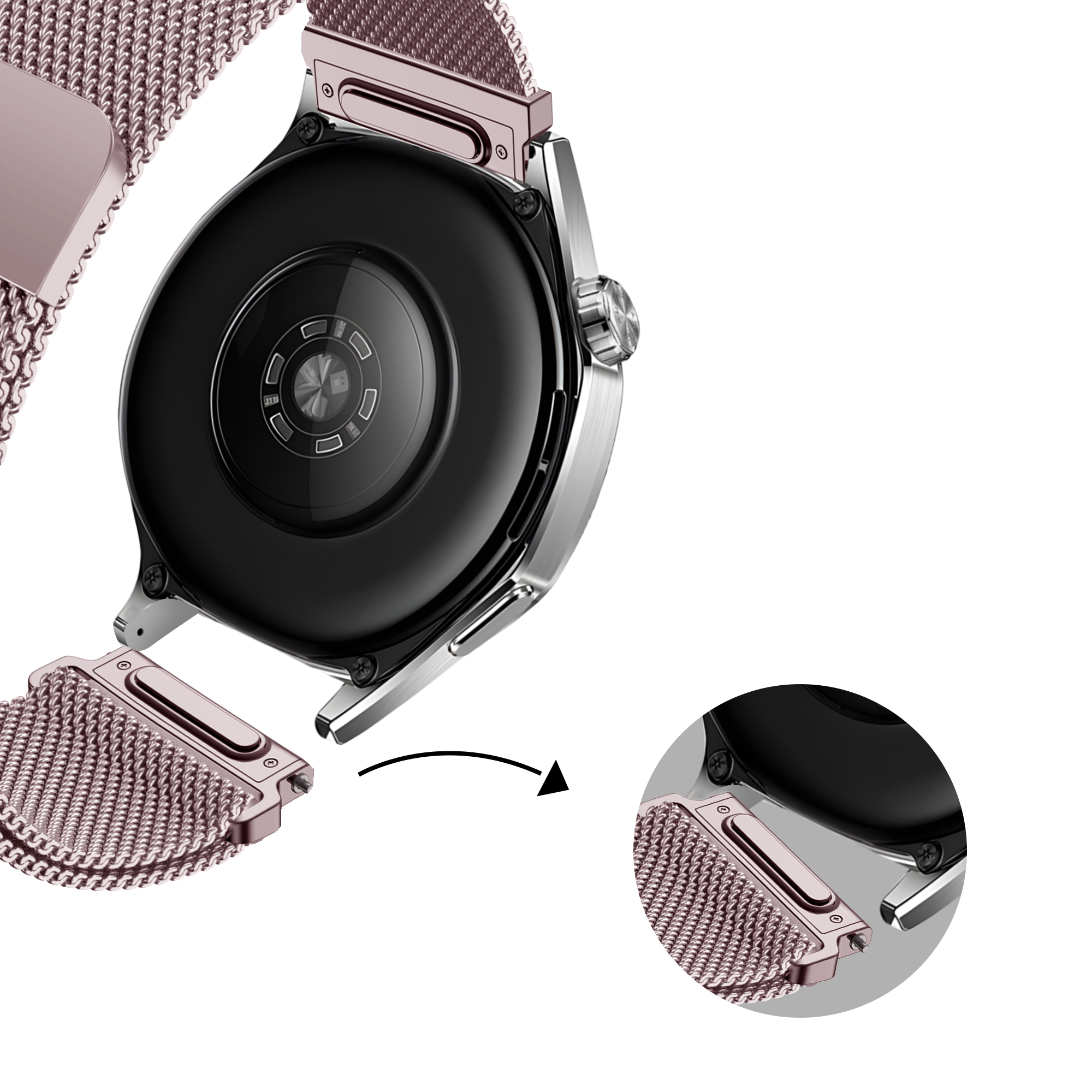 Bandz Correa milanesa 'Easy fit' Huawei Watch GT 3 42mm (rosa)