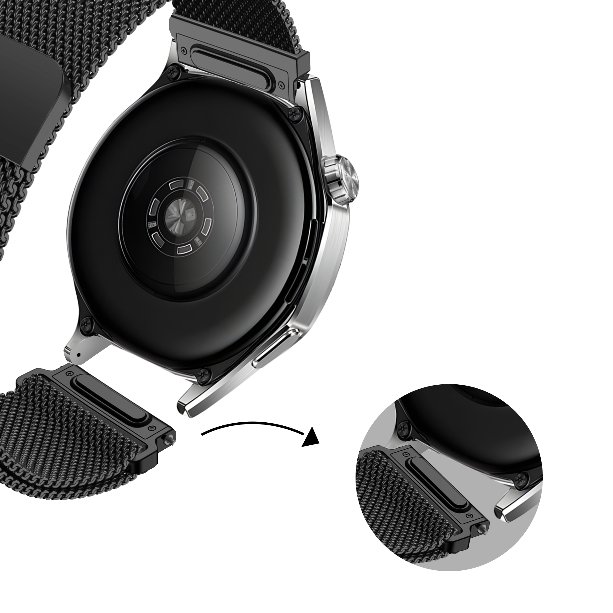 Bandz Correa milanesa 'One Push' Huawei Watch 3 Pro (negro)