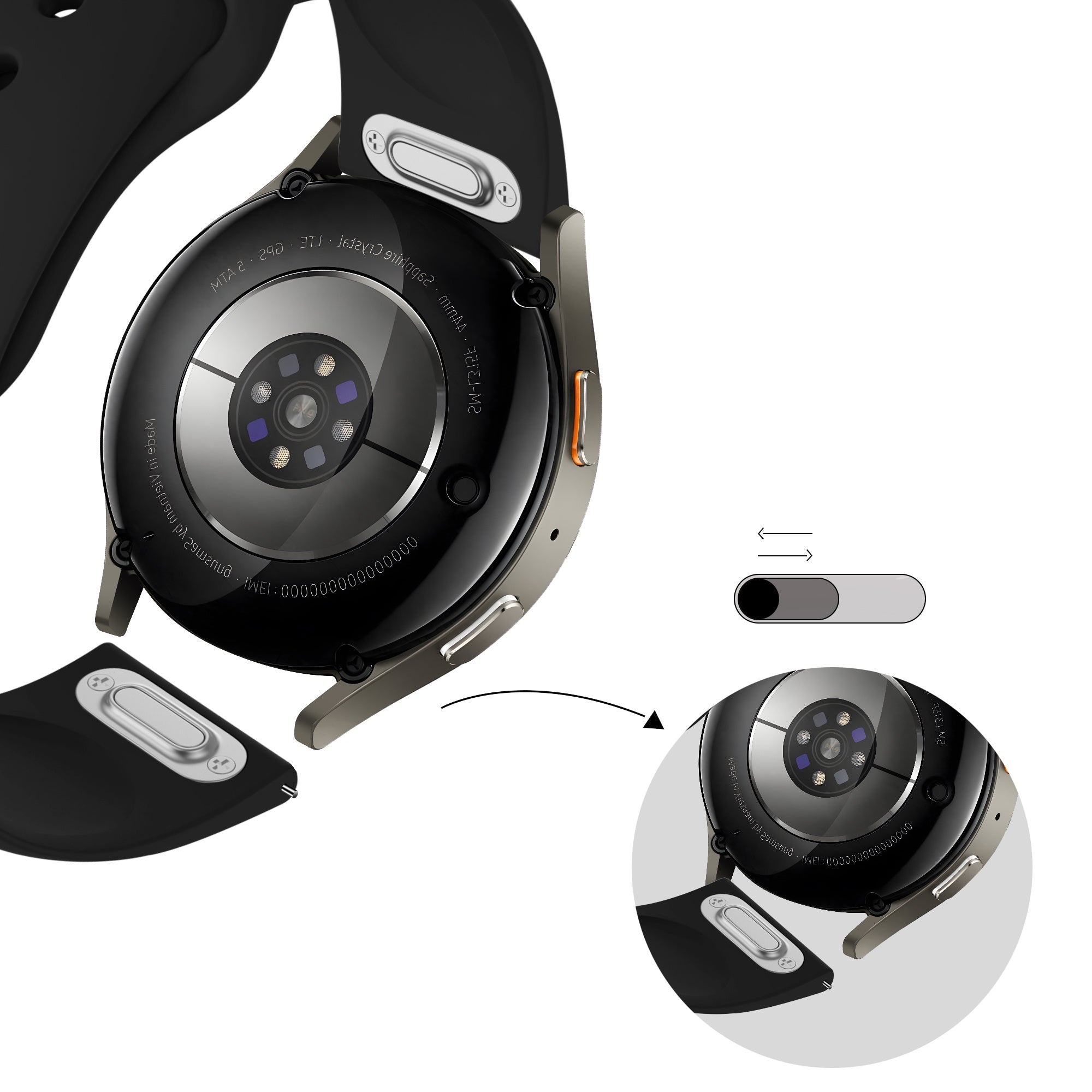 Bandz Samsung Galaxy Watch 7 - 44mm Sport Strap 'Easy Fit' (Black)