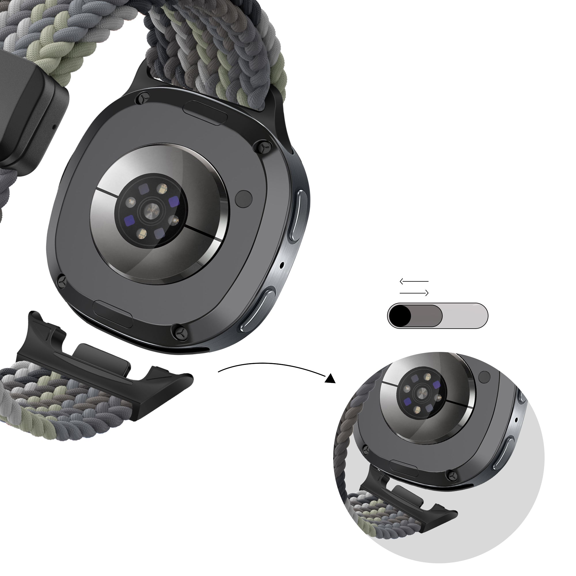 Bandz Correa trenzada magnética Samsung Galaxy Watch 8 - 44mm (mandala negro)