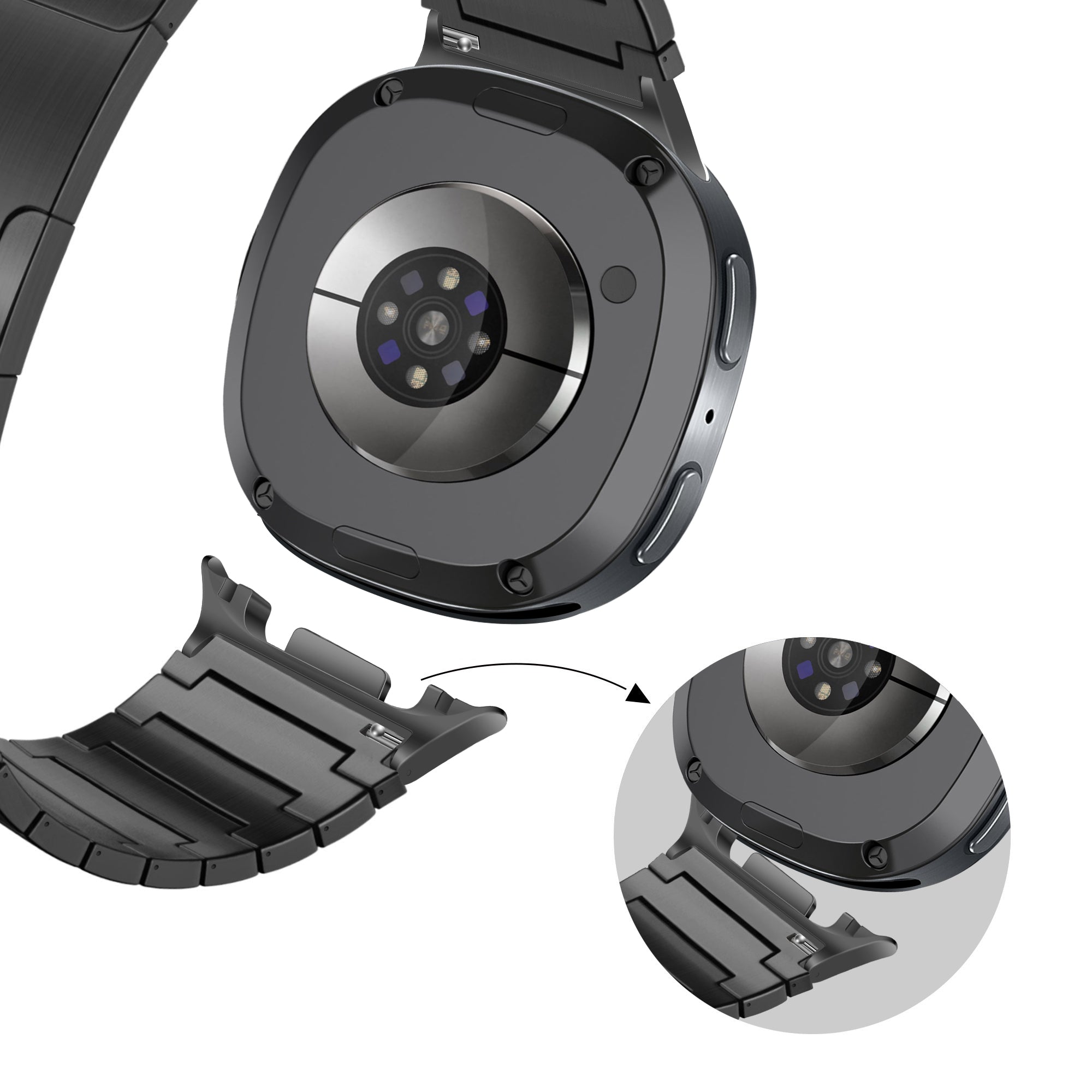 Bandz Correa titanio 'One Bead' Samsung Galaxy Watch 8 Classic (negro)