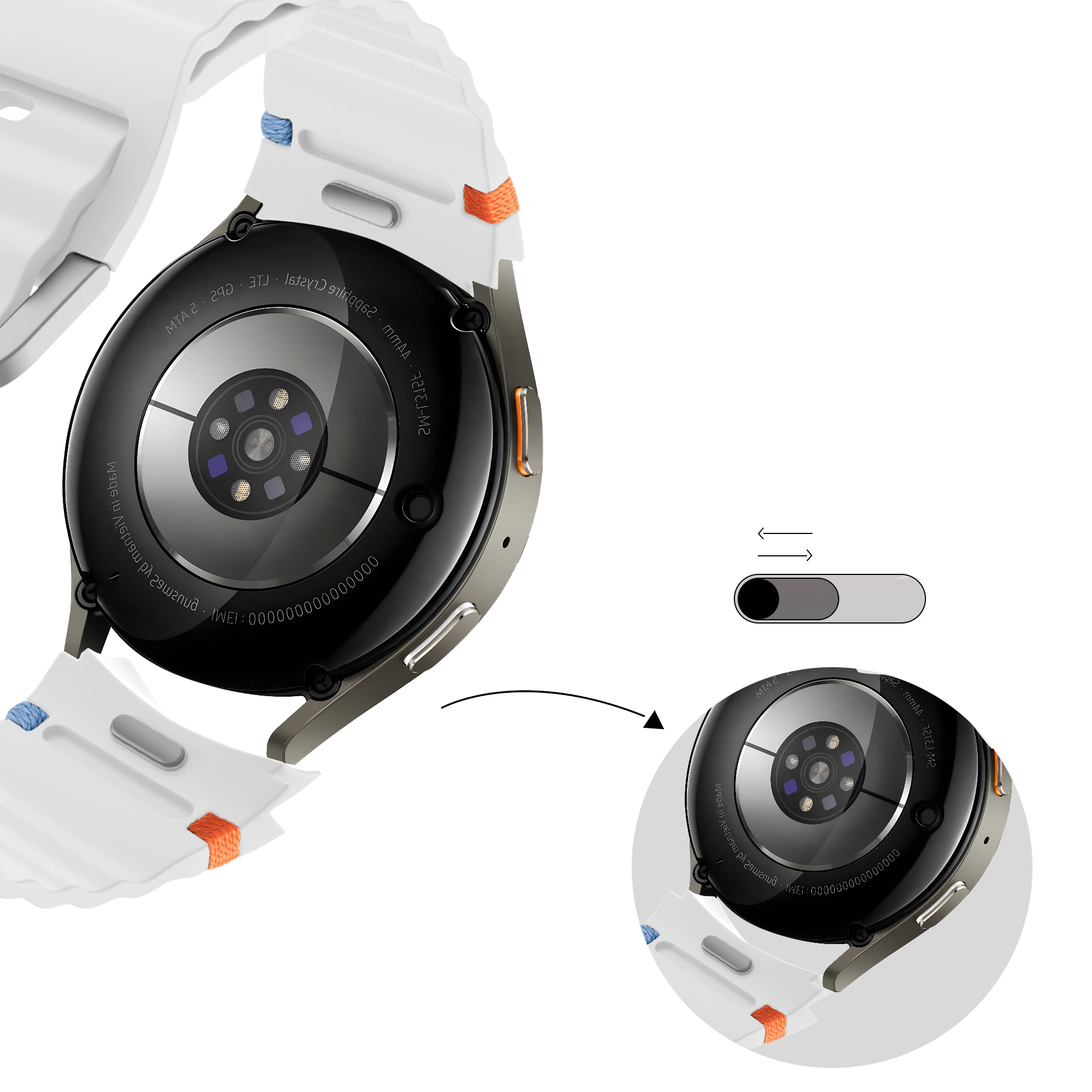 Bandz Correa Wave 'Easy Fit' Samsung Galaxy Watch 6 Classic 47mm (blanco)