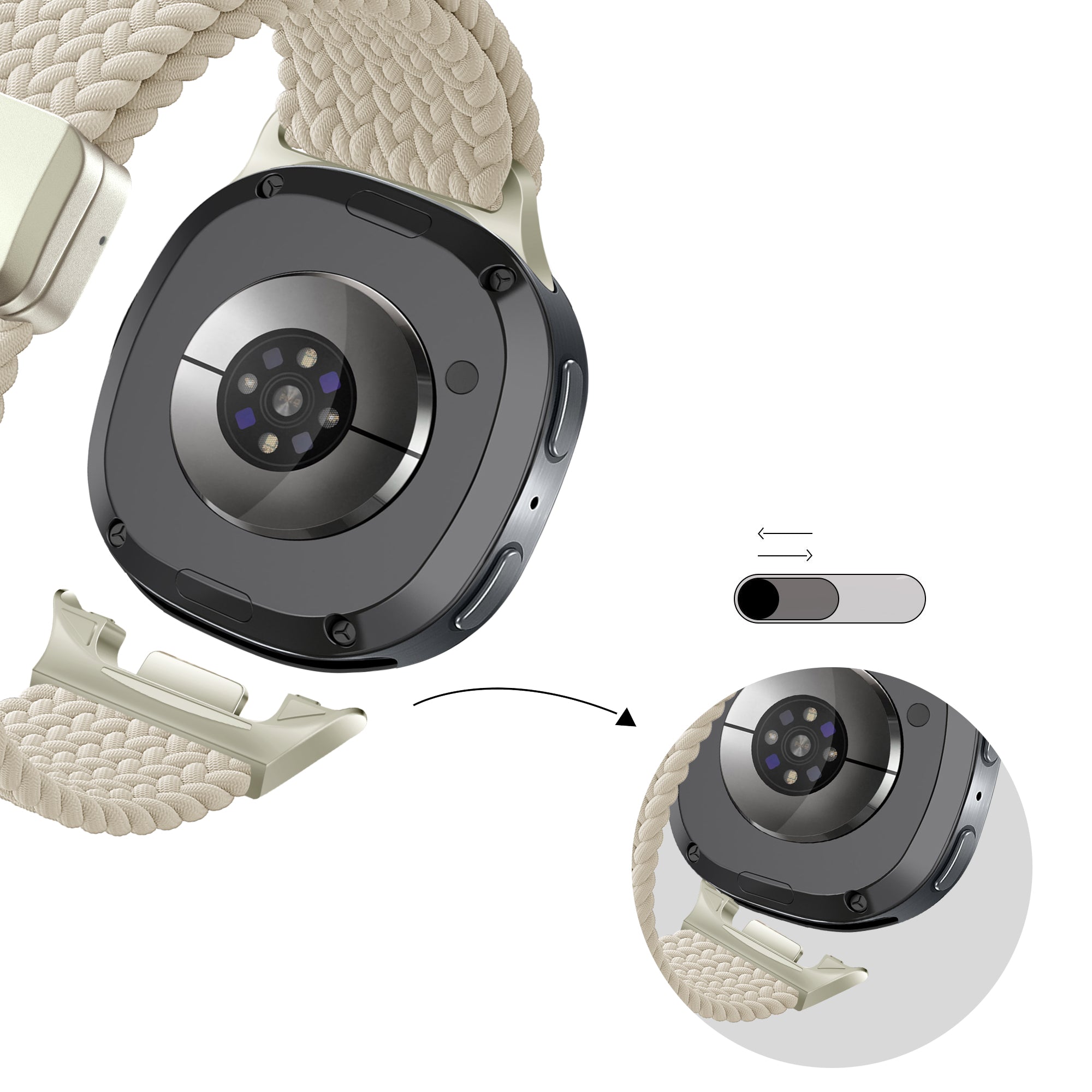 Bandz Correa trenzada magnética Samsung Galaxy Watch 8 Classic (blanco estrella)