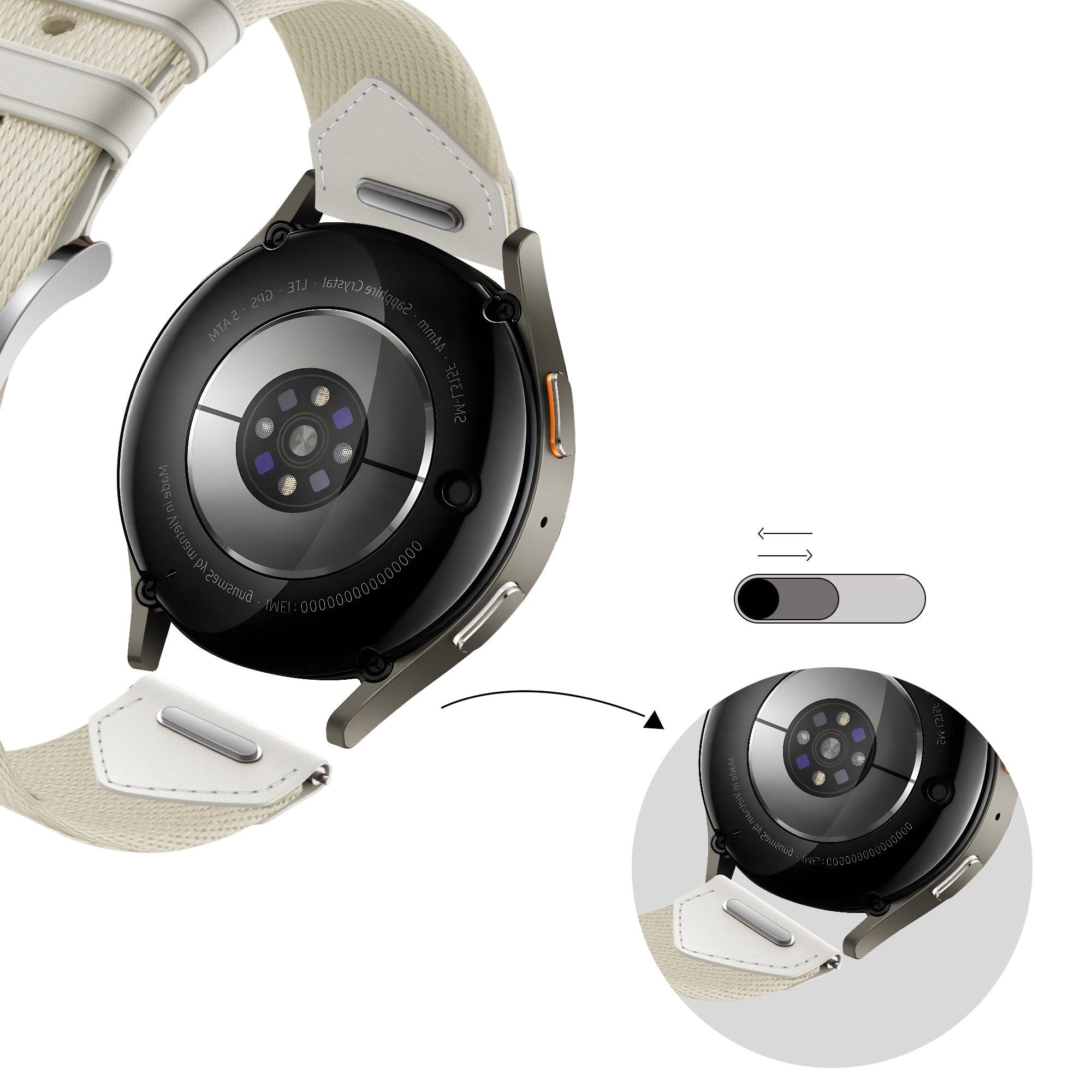 Bandz Correa cuero híbrida 'Easy Fit' Whitings ScanWatch 2 - 38mm (blanco estrella)