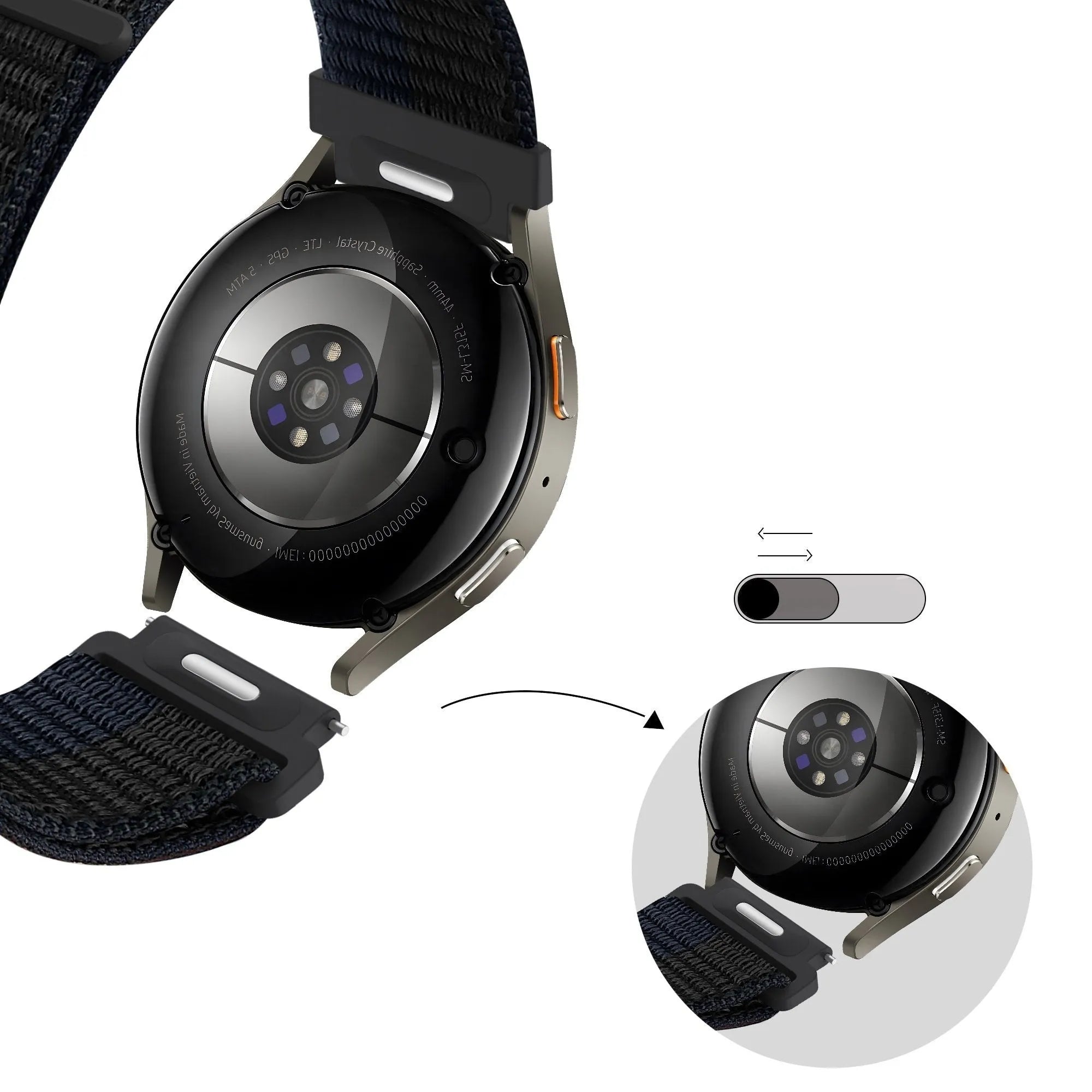 Bandz Correa nylon 'Easy fit' Amazfit Balance 2 (negro/azul)