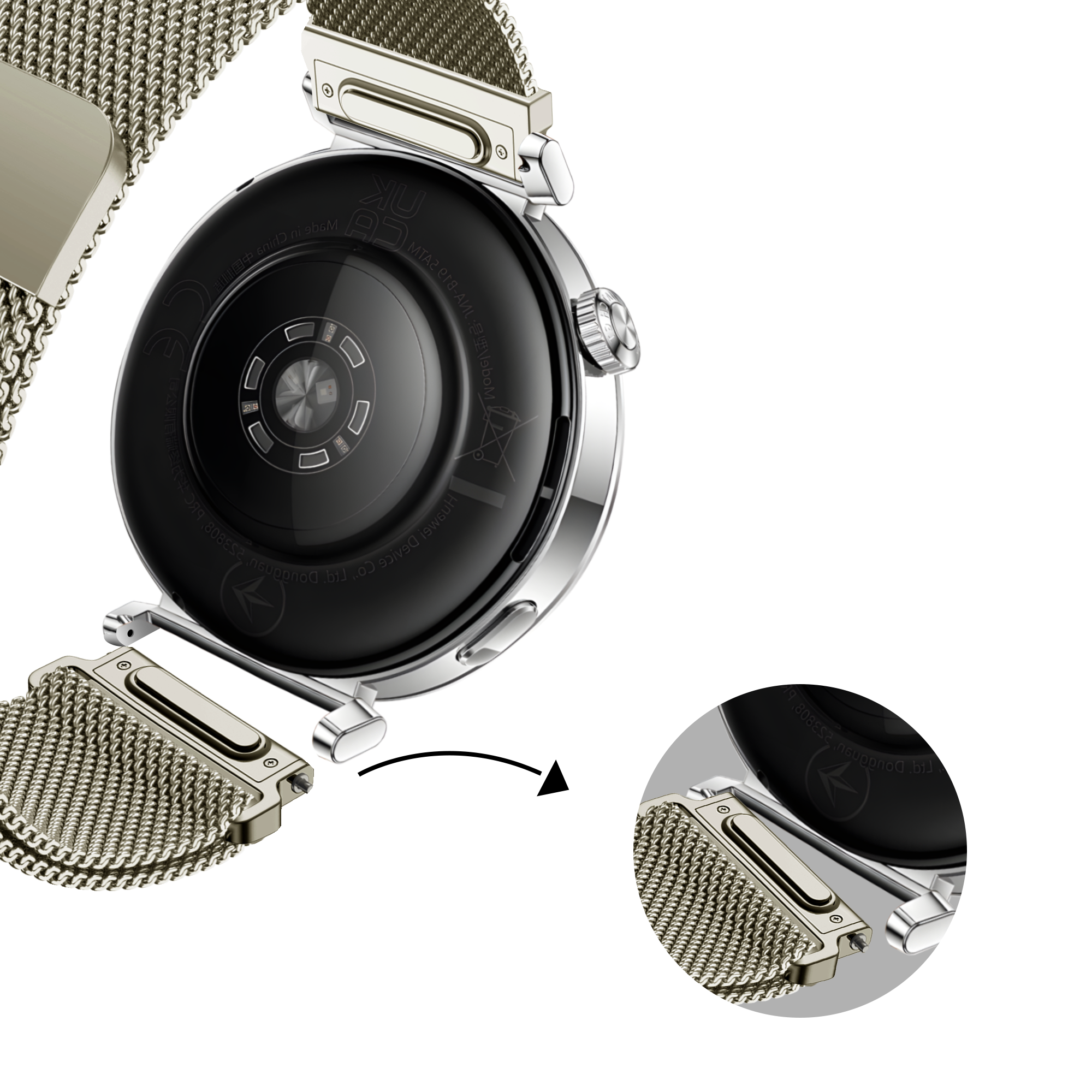 Bandz Correa milanesa 'Easy fit' Withings Steel HR - 36mm (blanco estrella)