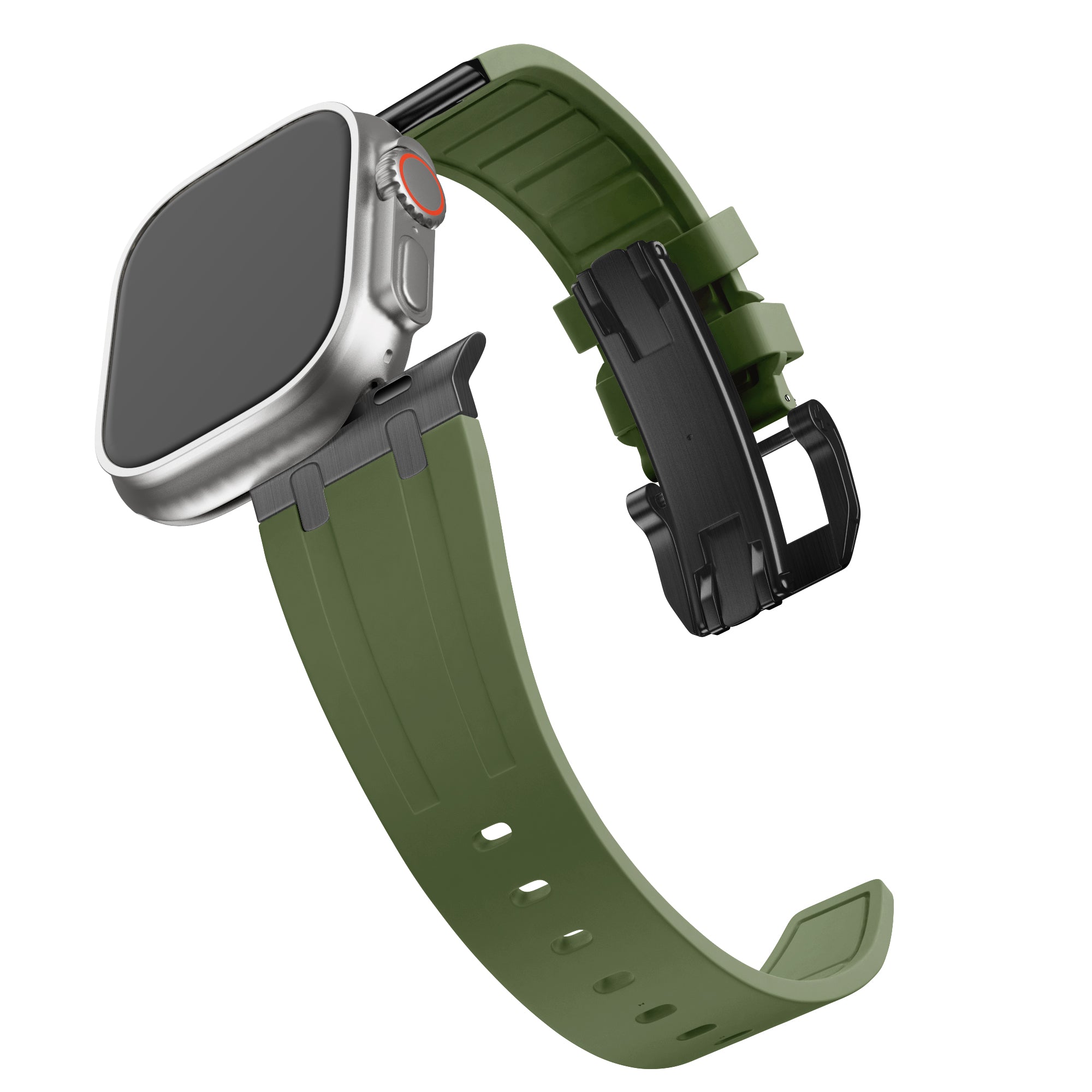 Bandz Apple Watch Silicone Strap 'Luxe Liquid' (Green With Black)