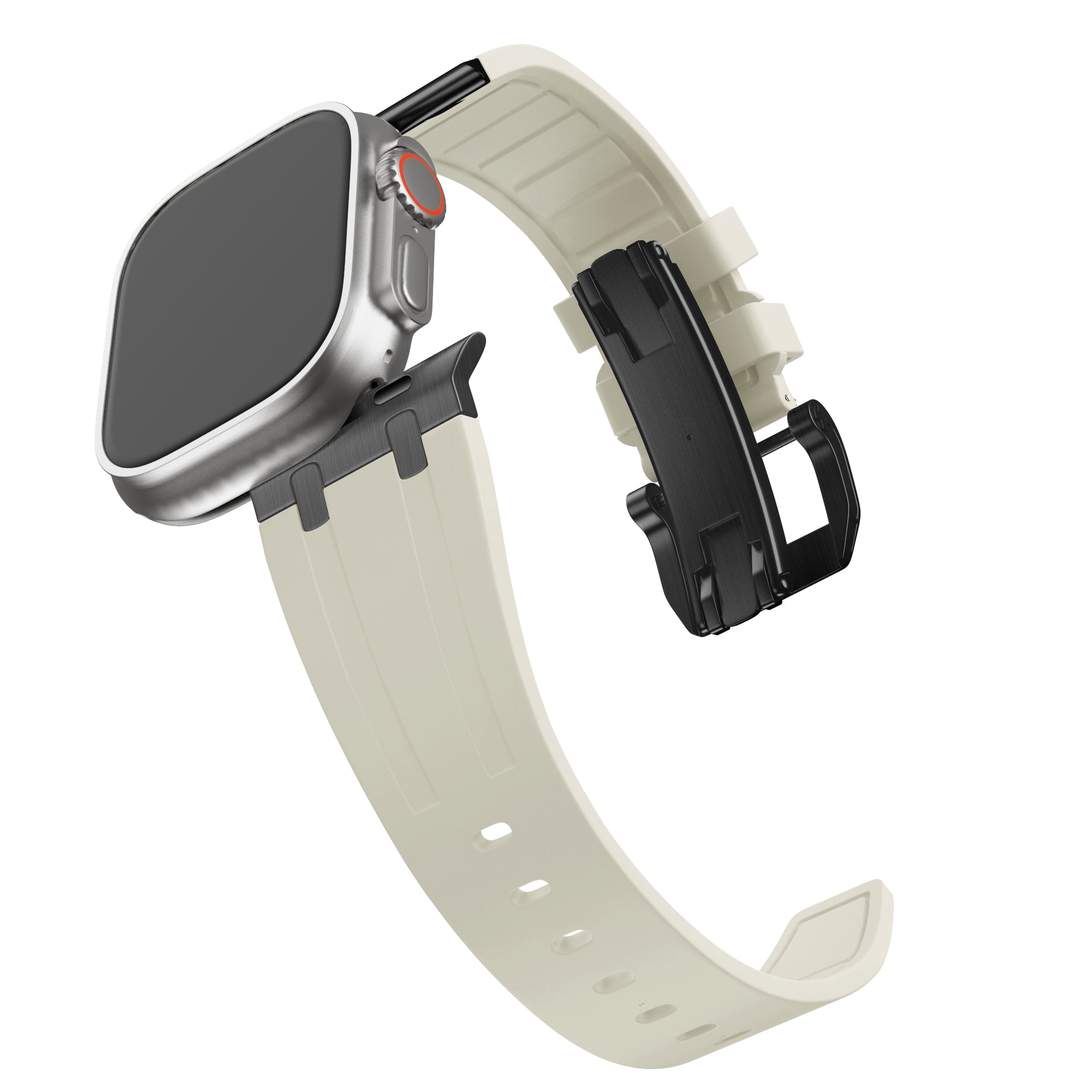 Bandz Correa silicona 'Luxe Liquid' Apple Watch (beige/negro)