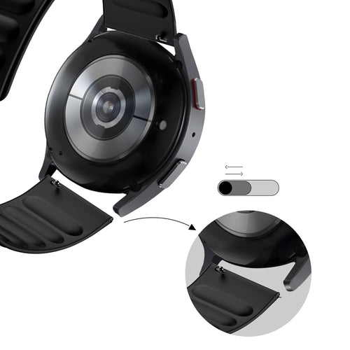 Pebble Round 2 - 20mm Magnetic Woven Strap (Black)