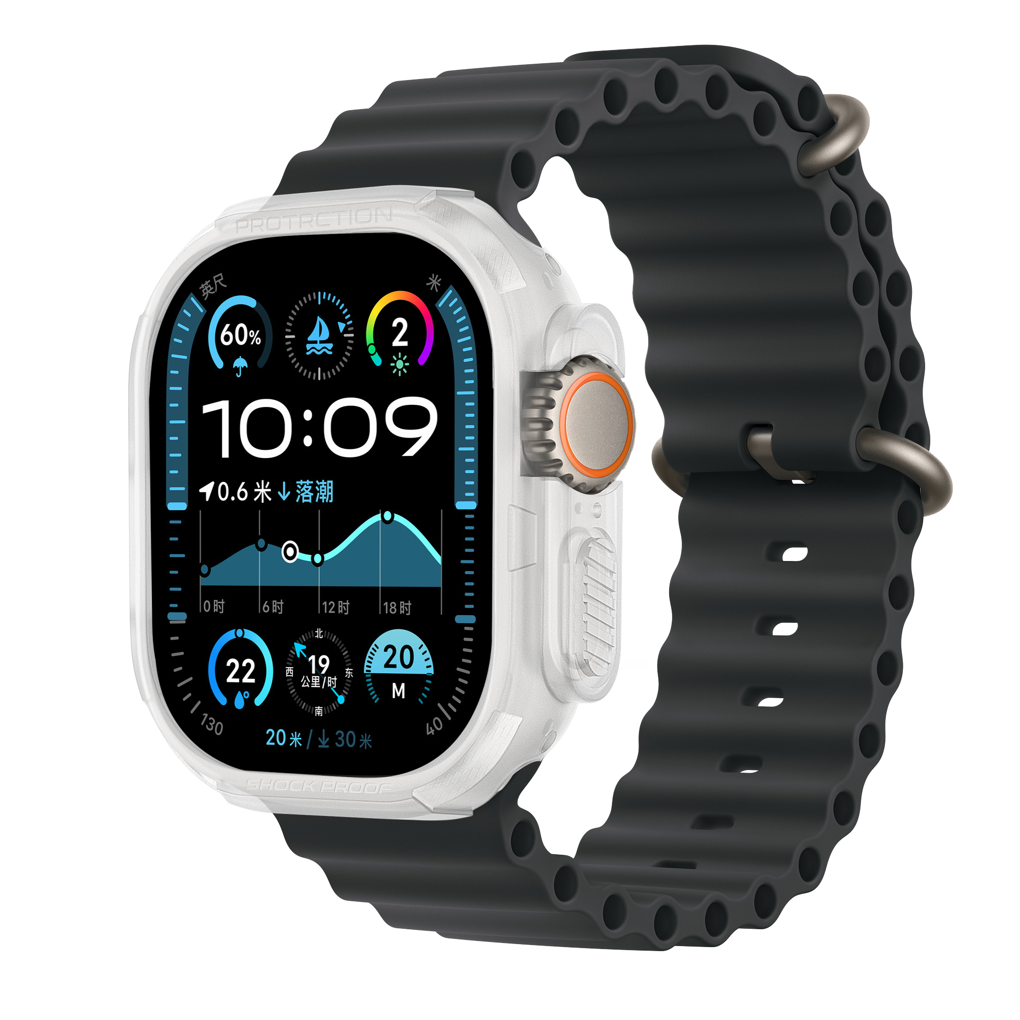 Bandz Funda TPU robusta Apple Watch Ultra - 49mm (transparente)