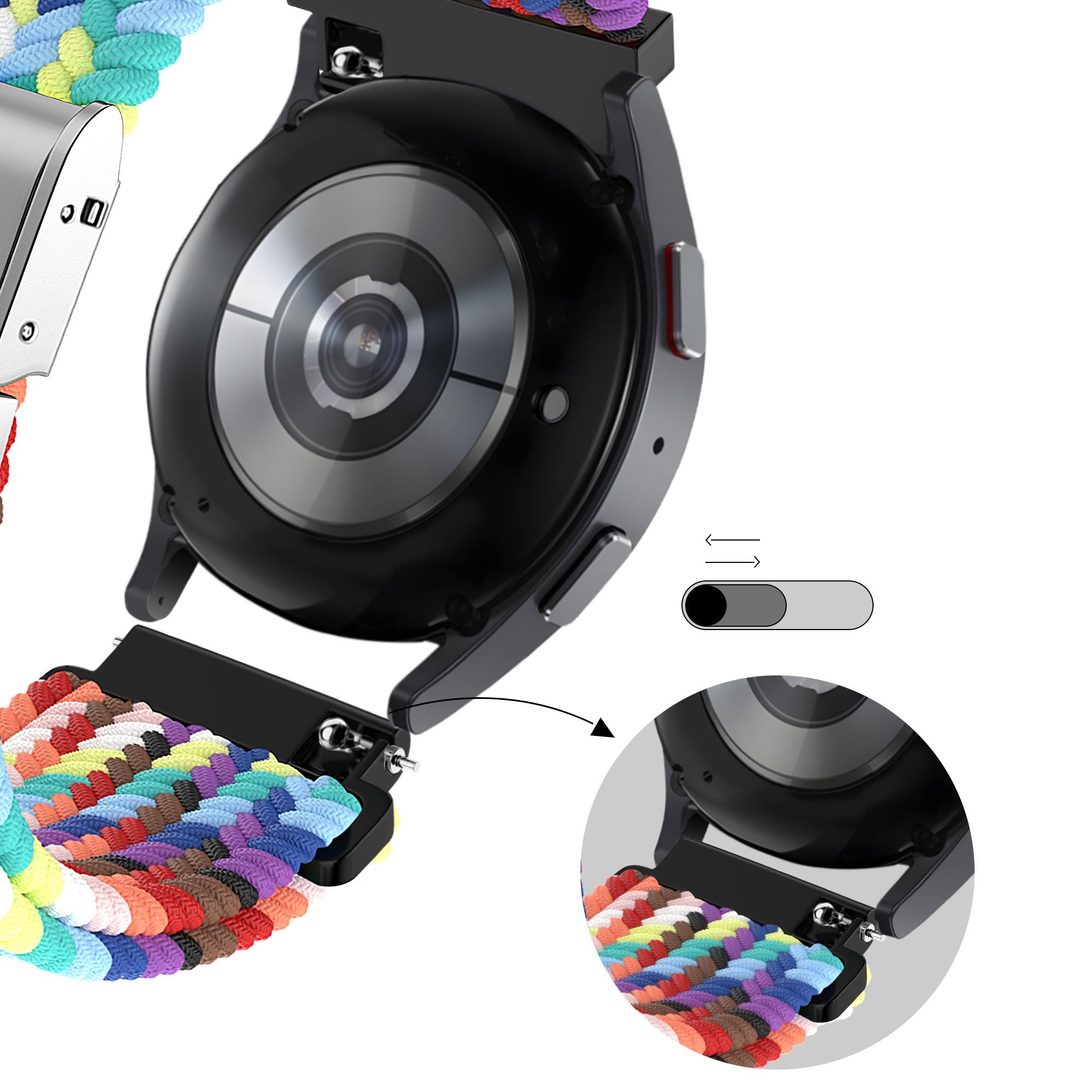 Bandz Correa nylon trenzada Garmin Forerunner 55 (arcoiris)