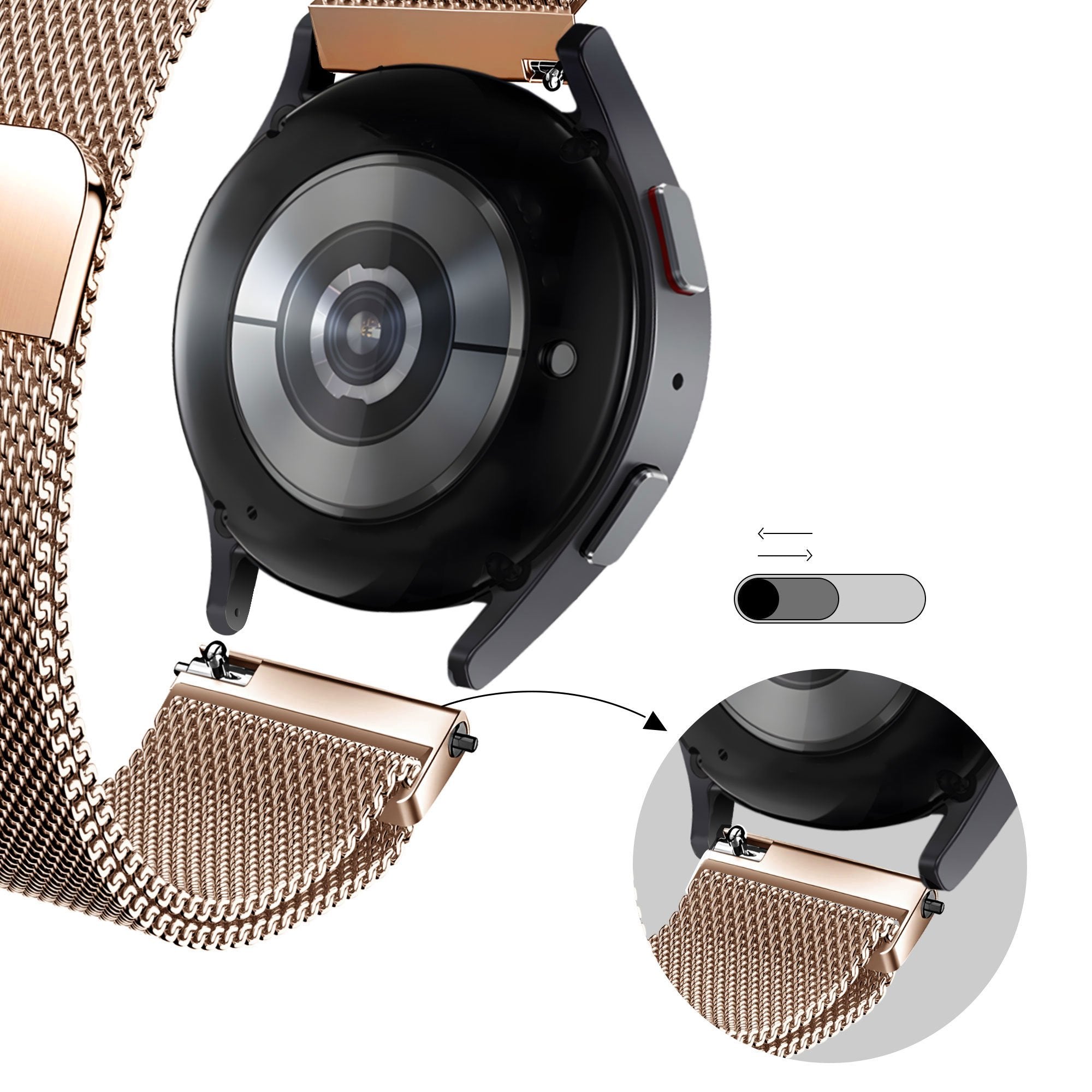 Bandz Garmin Vivomove Sport Milanese Loop Strap (Rose Gold)