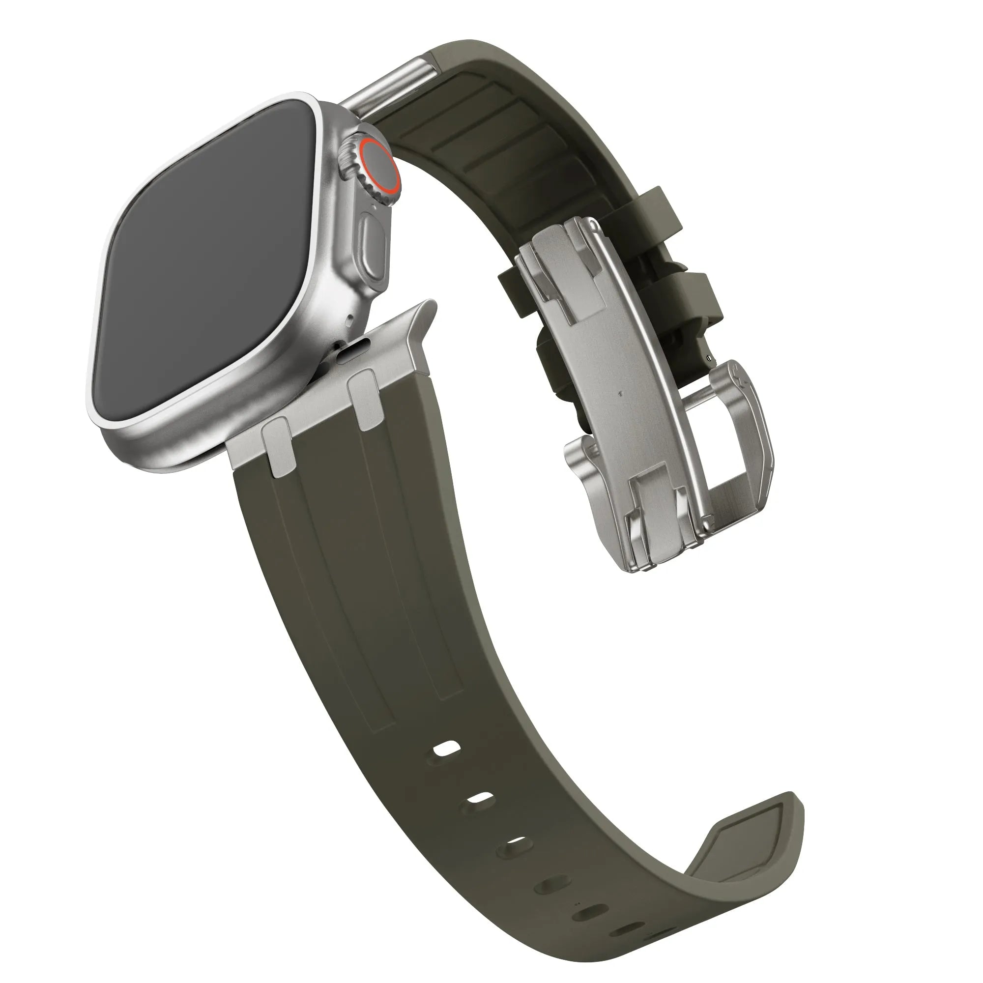 Bandz Apple Watch Silicone Strap 'Luxe Liquid' (Brown With Titanium)
