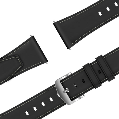 Bandz Oppo Watch S Leather Strap 'Easy Fit' (Black)